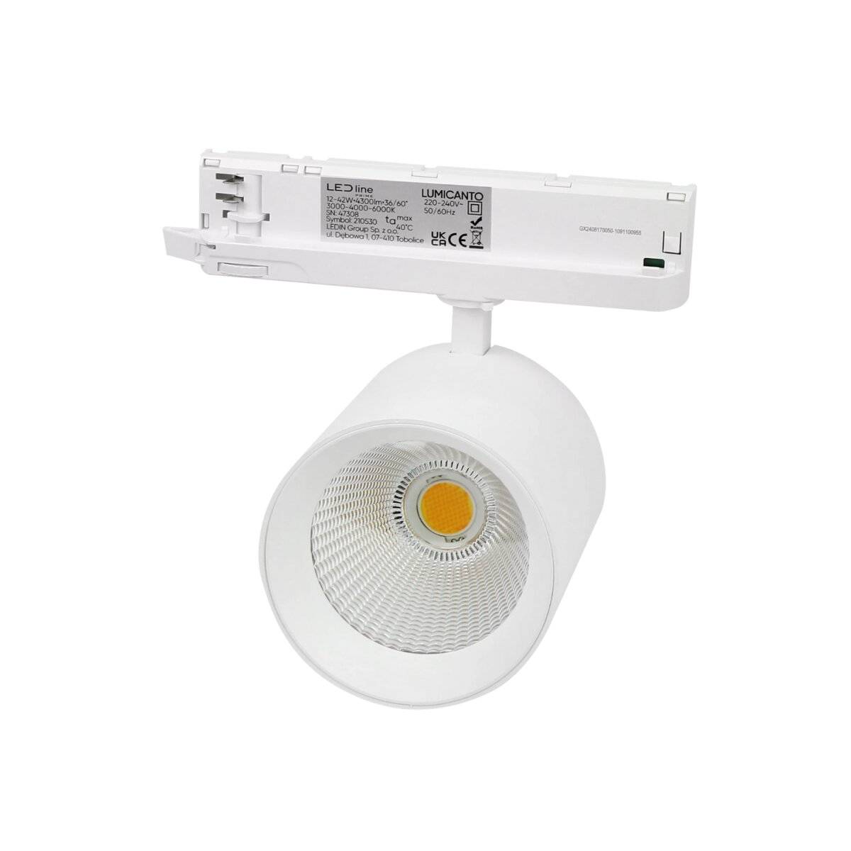 LUMICANTO Schienenlicht 6-20W Einstellbar CCT | IP20 Schutzart | CCT einstellbare Farben 3000-6000K | 3 Phasen, Weiß