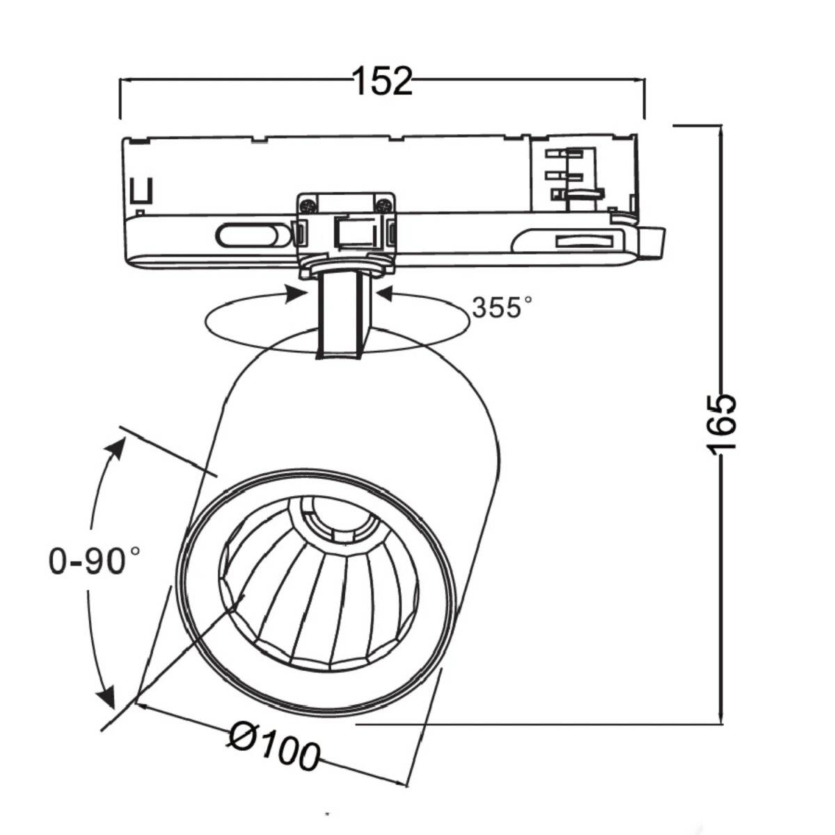 LUMICANTO Schienenlicht 12-42W Einstellbar | IP20 Schutzart | CCT einstellbare Farben 3000-6000K | 3 Phasen, Weiß