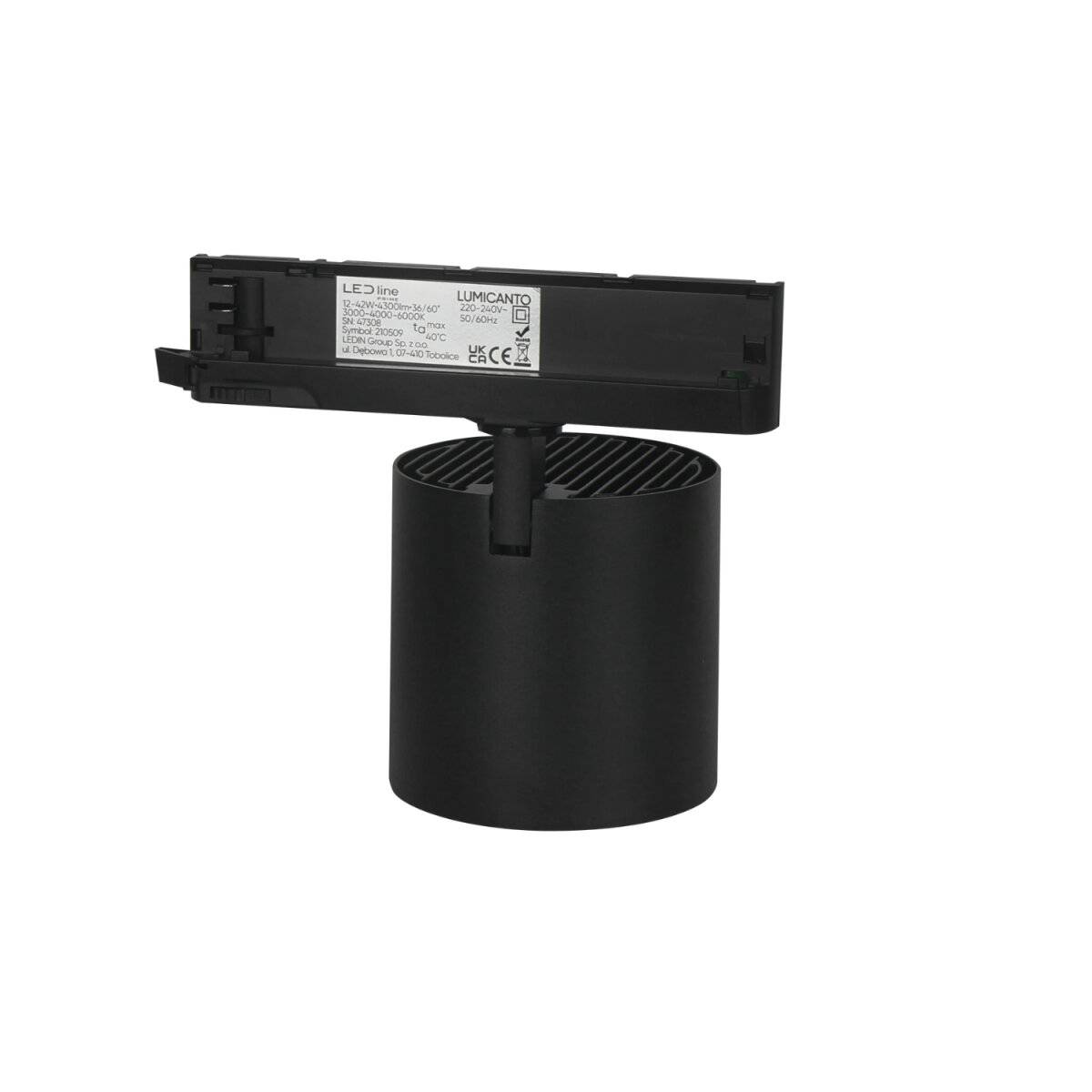 LUMICANTO Schienenlicht 12-42W Einstellbar | IP20 Schutzart | CCT einstellbare Farben 3000-6000K | 3 Phasen, Schwarz