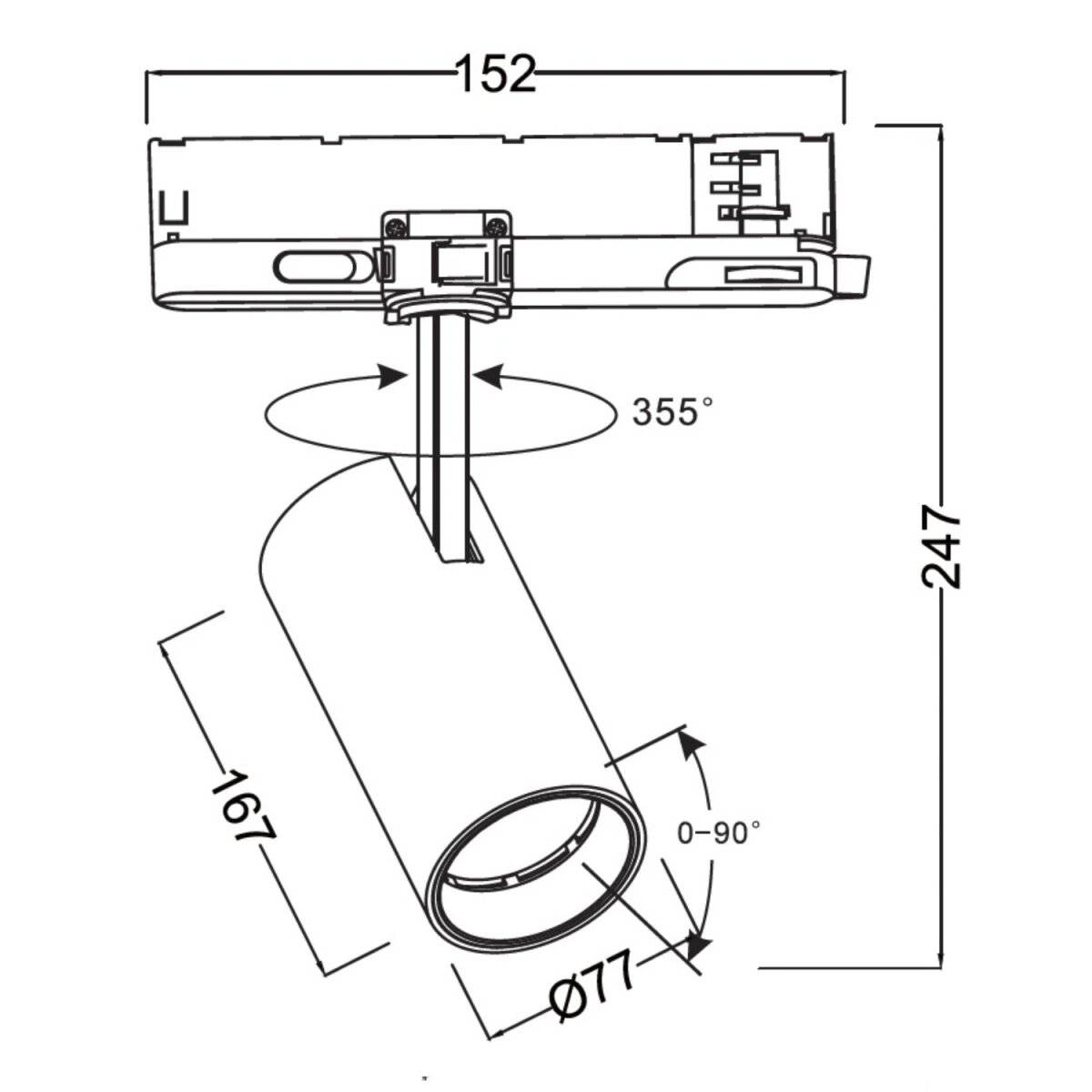 LUMICANTO Schienenlicht 14-29W Einstellbar | IP20 Schutzart | CCT einstellbare Farben 3000-6000K | 3 Phasen, Weiß