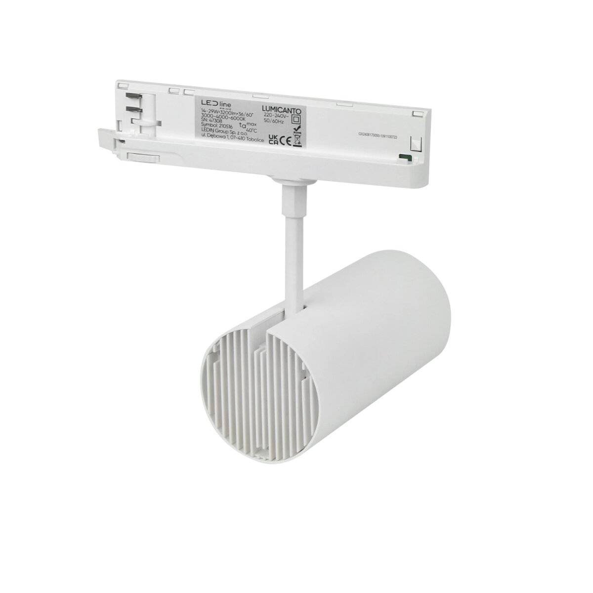 LUMICANTO Schienenlicht 14-29W Einstellbar | IP20 Schutzart | CCT einstellbare Farben 3000-6000K | 3 Phasen, Weiß