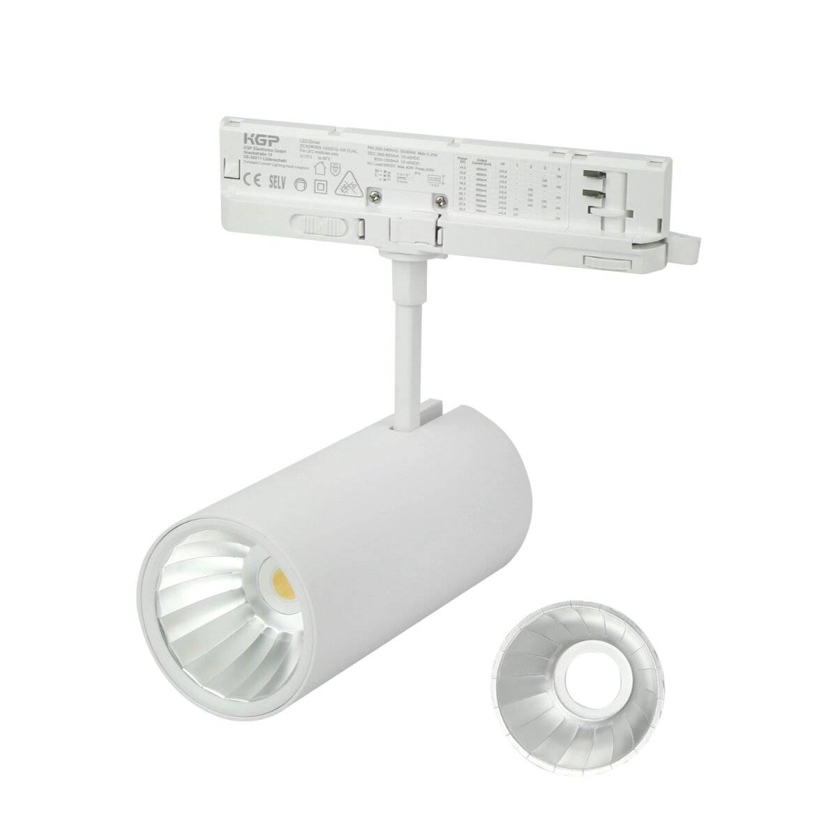 LUMICANTO Schienenlicht 14-29W Einstellbar | IP20 Schutzart | CCT einstellbare Farben 3000-6000K | 3 Phasen, Weiß