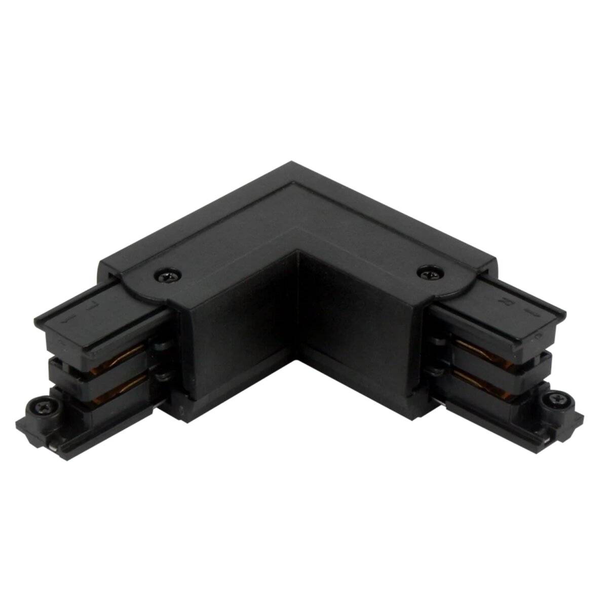 Verbinder L für 3-Phasen-Stromschiene LUMICANTO links Schwarz mit Einspeisemöglichkeit PRIME