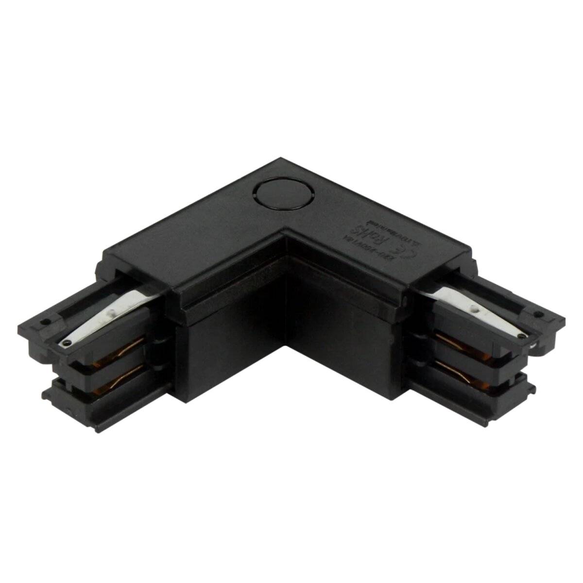 Verbinder L für 3-Phasen-Stromschiene LUMICANTO links Schwarz mit Einspeisemöglichkeit PRIME