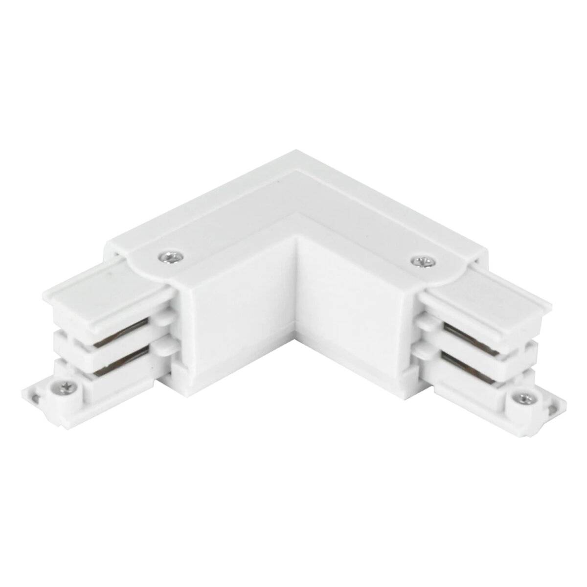 Verbinder L für 3-Phasen-Stromschiene LUMICANTO links Weiß mit Einspeisemöglichkeit PRIME