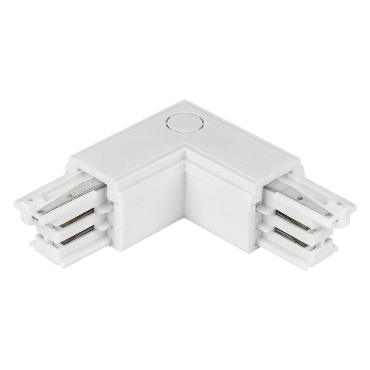 Verbinder L für 3-Phasen-Stromschiene LUMICANTO links Weiß mit Einspeisemöglichkeit PRIME