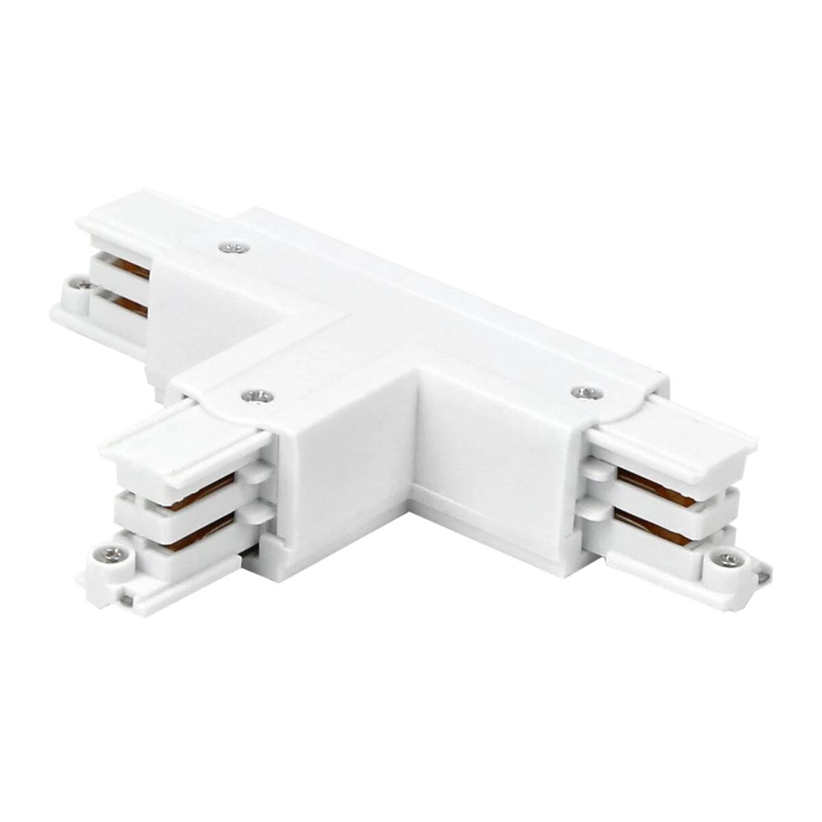 Verbinder T für 3-Phasen-Stromschiene LUMICANTO links Weiß mit Einspeisemöglichkeit PRIME