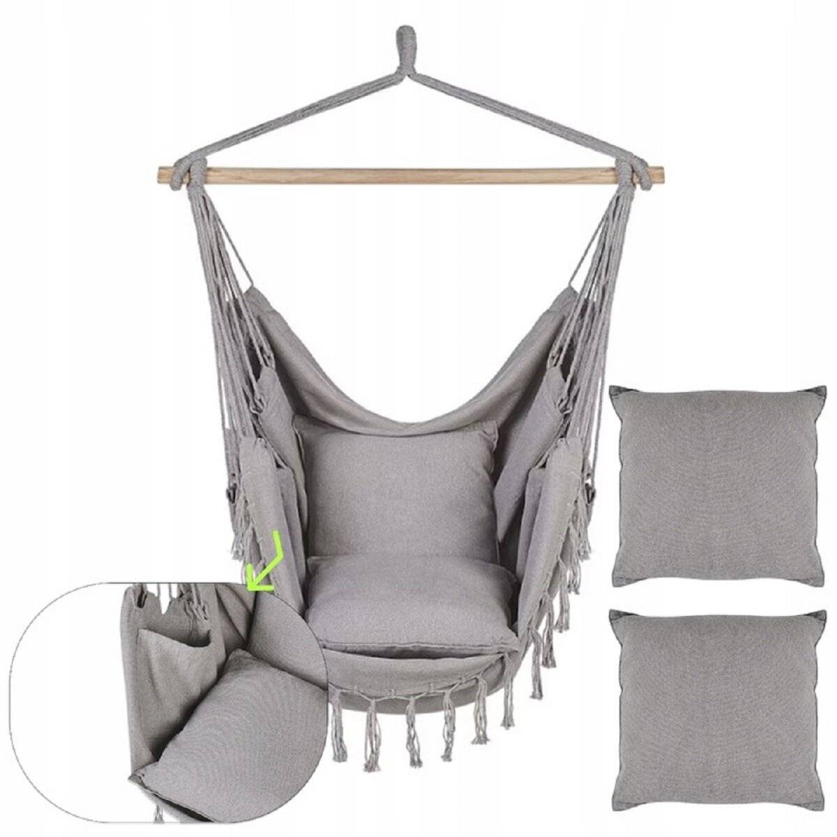 Hängesessel 100x130 cm Stoff-Hängesessel Indoor und Outdoor max. 150 kg