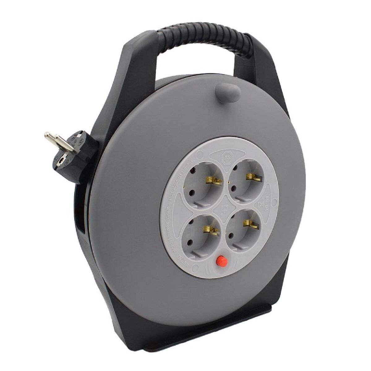 B-Tech Outdoor Kabeltrommel 10m  Robuste Kabelrolle mit Schuko-Stecker & Thermoschutz