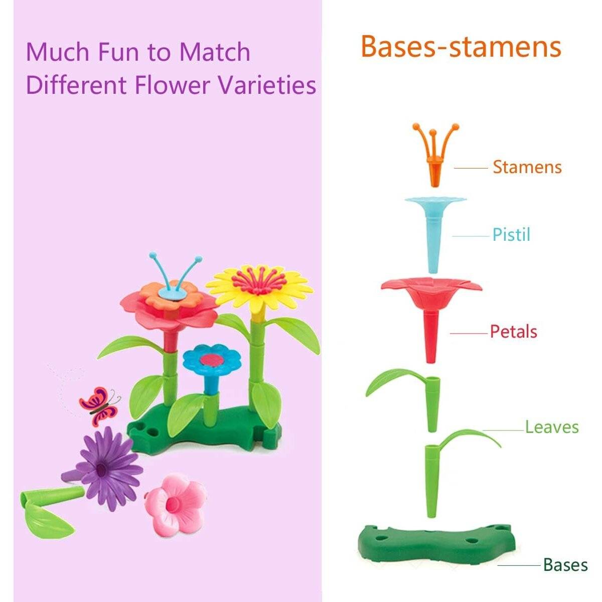 Kreatives Blumen-Bauspielzeug  52 Teile für fantasievolles Spielen