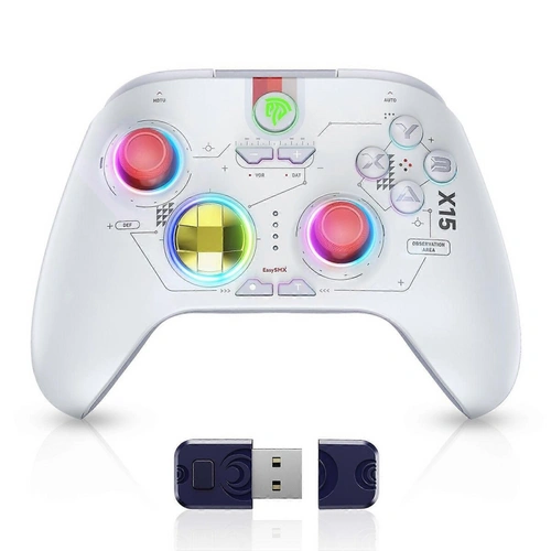 EasySMX X15 Controller PC Controller Wireless mit 7 RGB Licht weiß EasySMX X15 Controller PC Controller Wireless mit 7 RGB Licht weiß