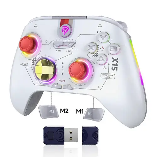 EasySMX X15 Controller PC Controller Wireless mit 7 RGB Licht weiß EasySMX X15 Controller PC Controller Wireless mit 7 RGB Licht weiß