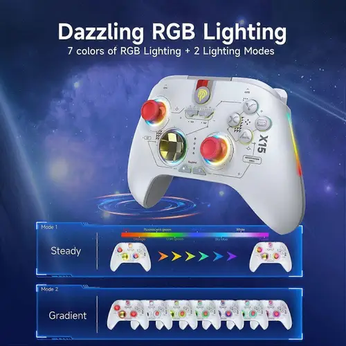 EasySMX X15 Controller PC Controller Wireless mit 7 RGB Licht weiß EasySMX X15 Controller PC Controller Wireless mit 7 RGB Licht weiß