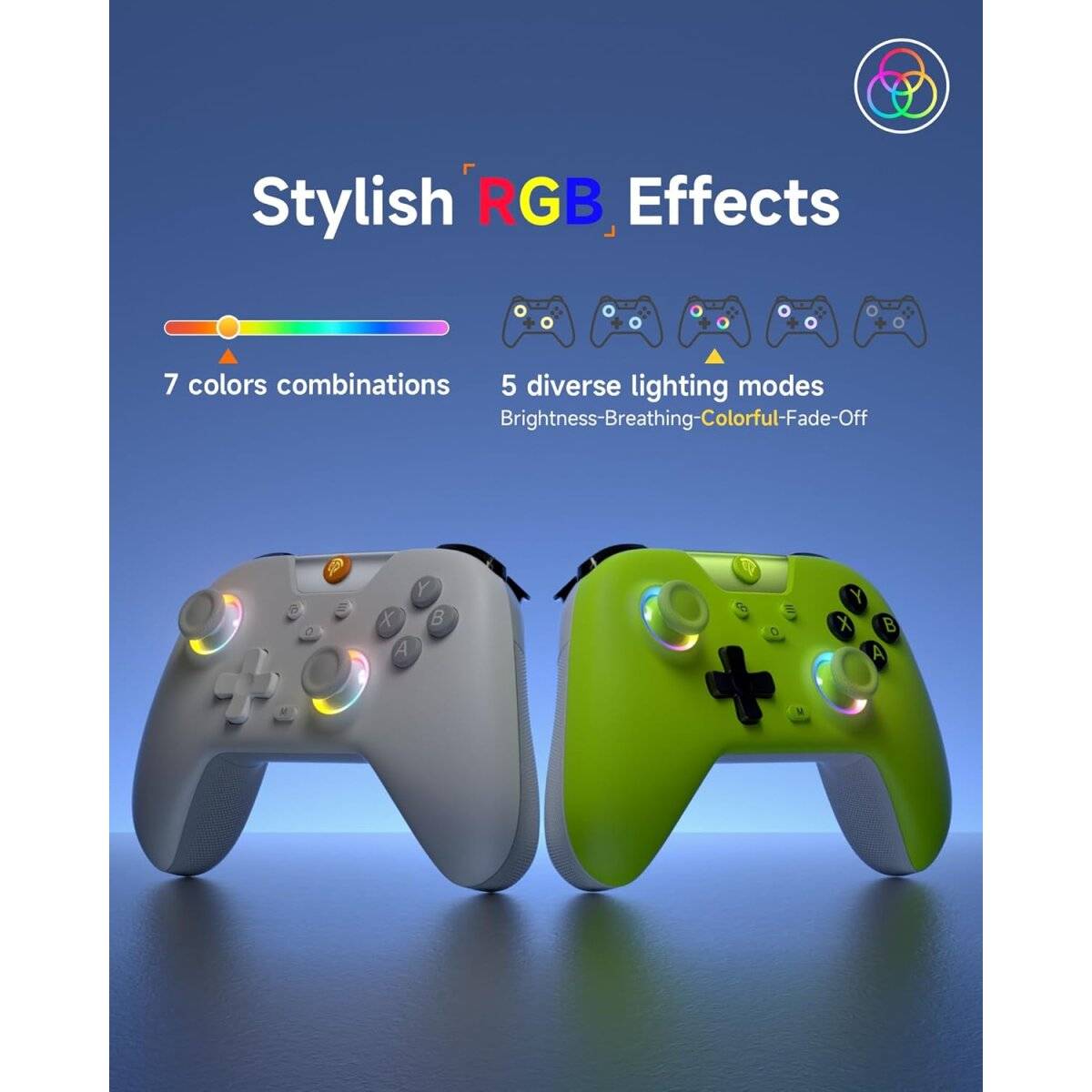 EasySMX X05 Controller PC mit 7 Farbe RGB Licht Hall Triggers Weiß