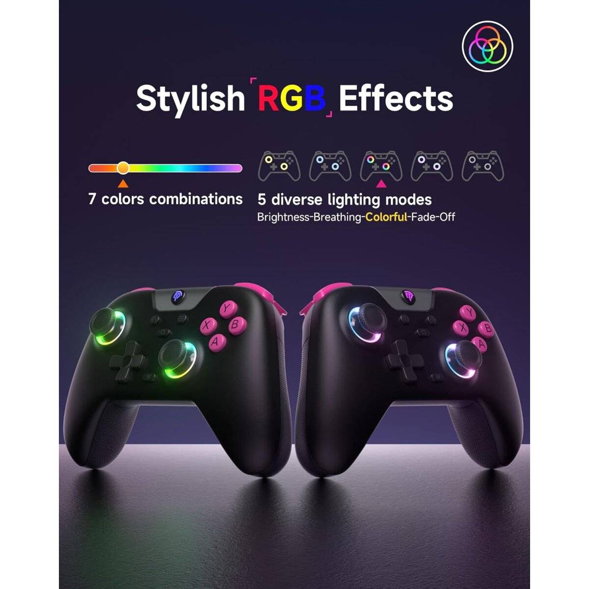 EasySMX X05 Controller PC mit 7 Farbe RGB Licht Hall Triggers Schwarz