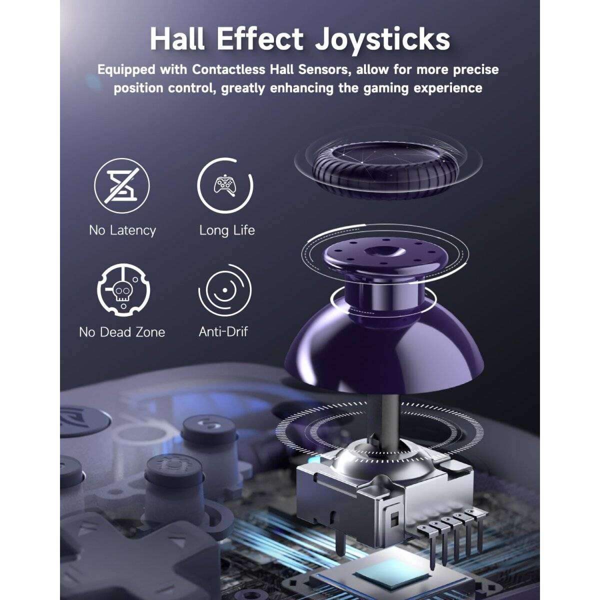 EasySMX X10 PC Controller mit Hall Triggers und Joysticks, Bluetooth Wireless Lila