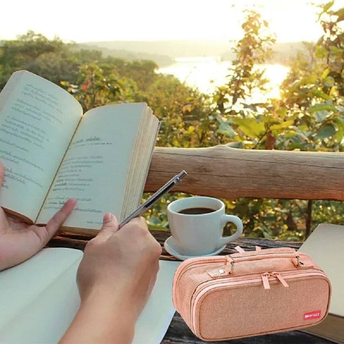 Federmäppchen für Teenager  Große Kapazität 2-Fach Mäppchen in Rosa für Mädchen