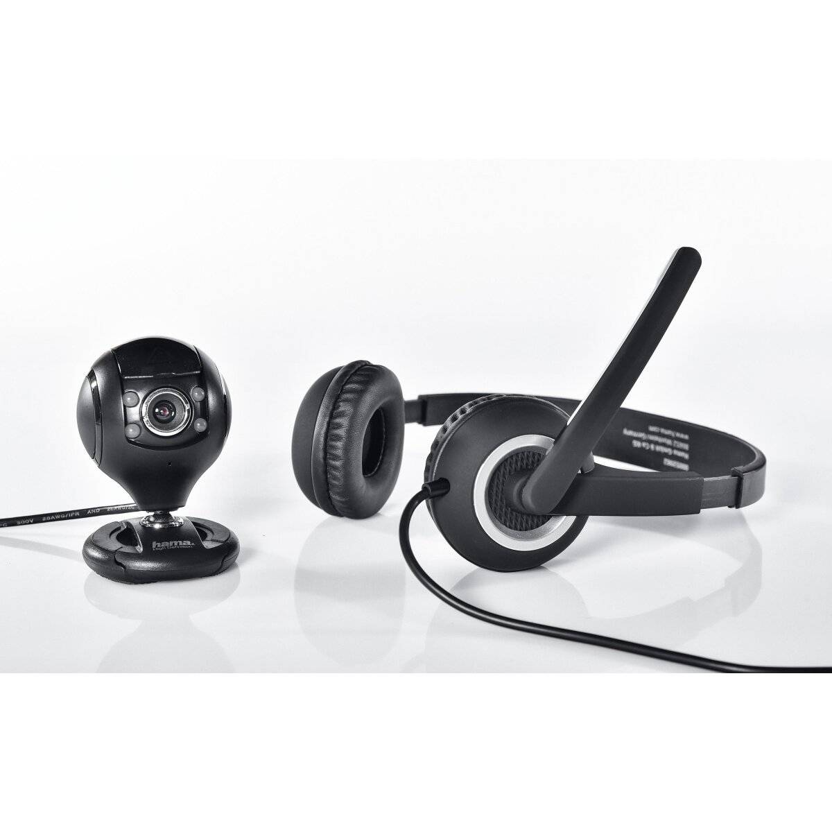 Hama Headset & Webcam Set  Perfekt für Büro, Home-Office & Videoanrufe