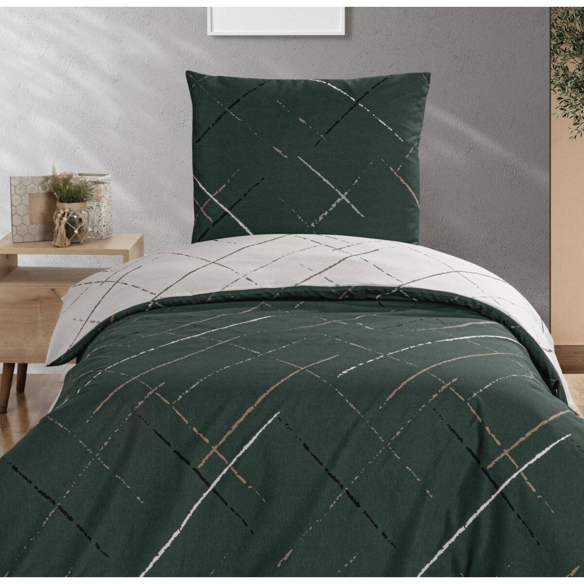 Moderne Bettwäsche mit Reißverschluss in Reflection Design, für Einzel- und Doppelbett 135 x 200 cm + 80 x 80 cm