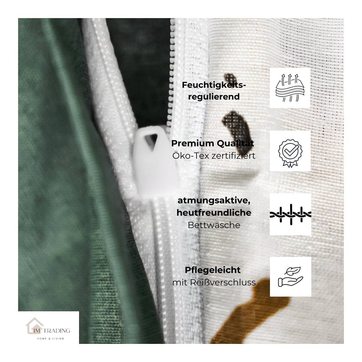 Moderne Bettwäsche mit Reißverschluss in Reflection Design, für Einzel- und Doppelbett 200 x 200 cm + 2x 80 x 80 cm