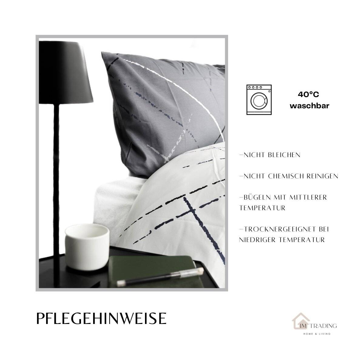 Moderne Bettwäsche mit Reißverschluss in Reflection Design, für Einzel- und Doppelbett 135 x 200 cm + 80 x 80 cm