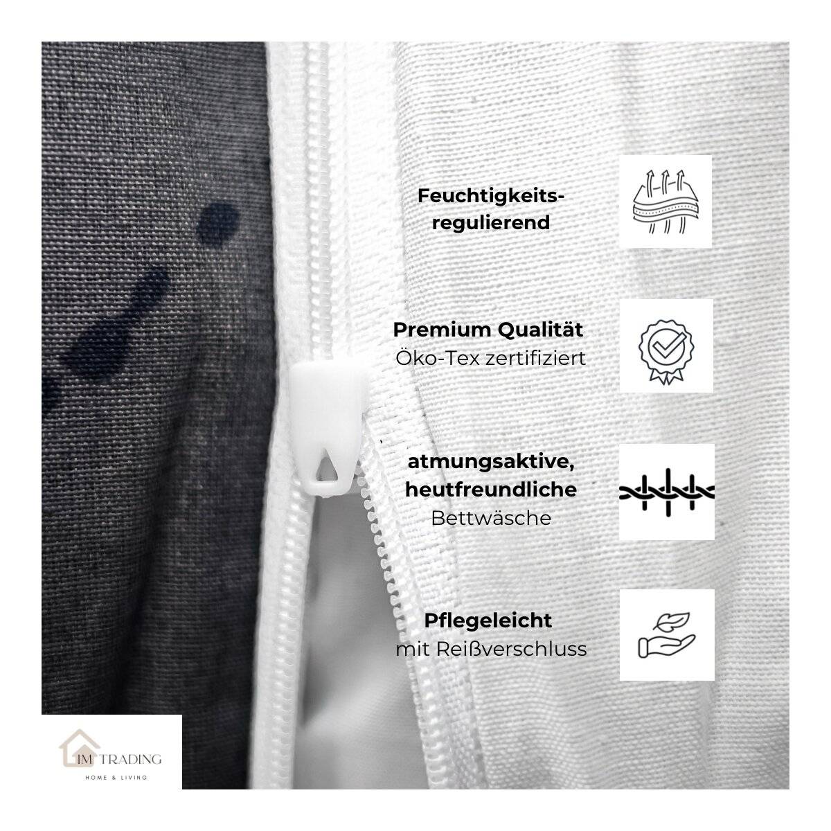 Moderne Bettwäsche mit Reißverschluss in Reflection Design, für Einzel- und Doppelbett 135 x 200 cm + 80 x 80 cm