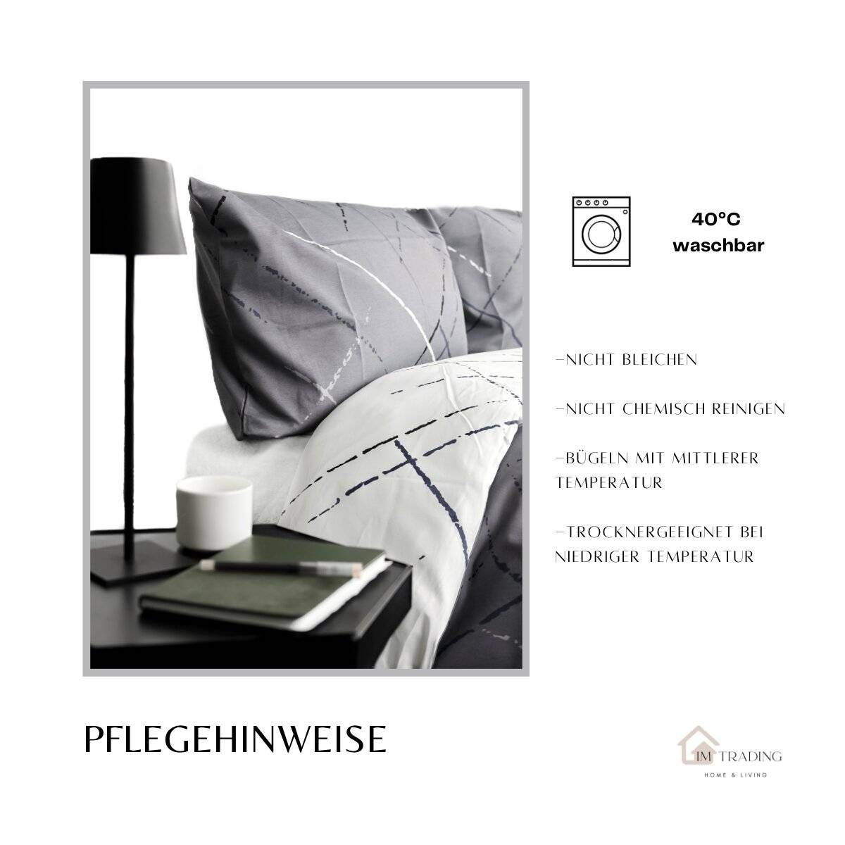 Moderne Bettwäsche mit Reißverschluss in Reflection Design, für Einzel- und Doppelbett 200 x 200 cm + 2x 80 x 80 cm