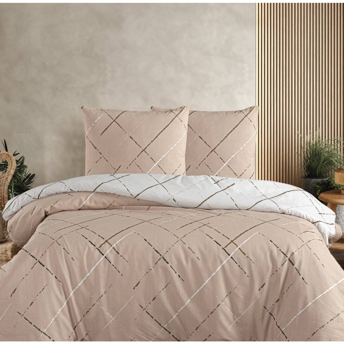 Moderne Bettwäsche mit Reißverschluss in Reflection Design, für Einzel- und Doppelbett 200 x 200 cm + 2x 80 x 80 cm