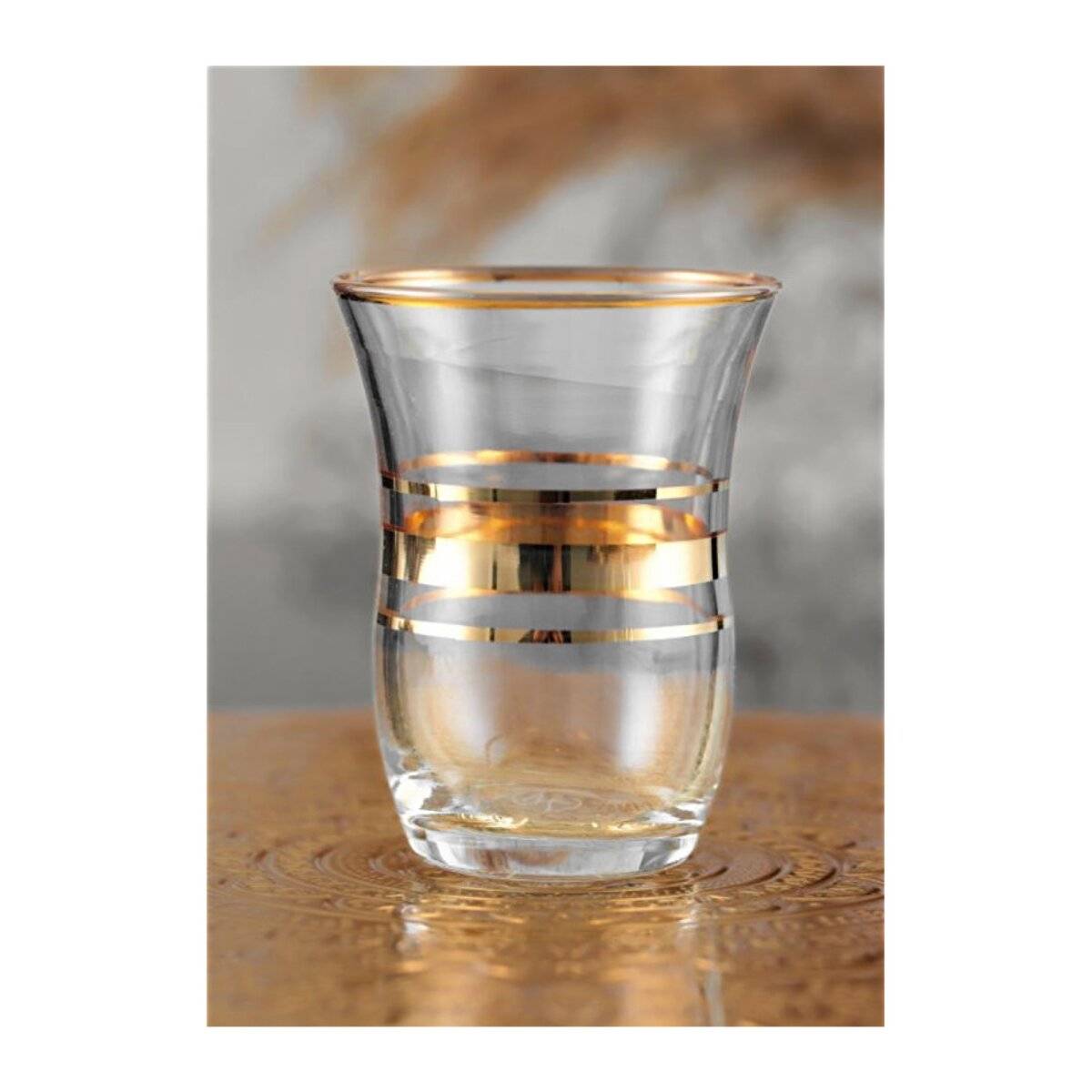 Pasabahce 6er Teegläser Set mit edlem Gold-Design - 95 ml