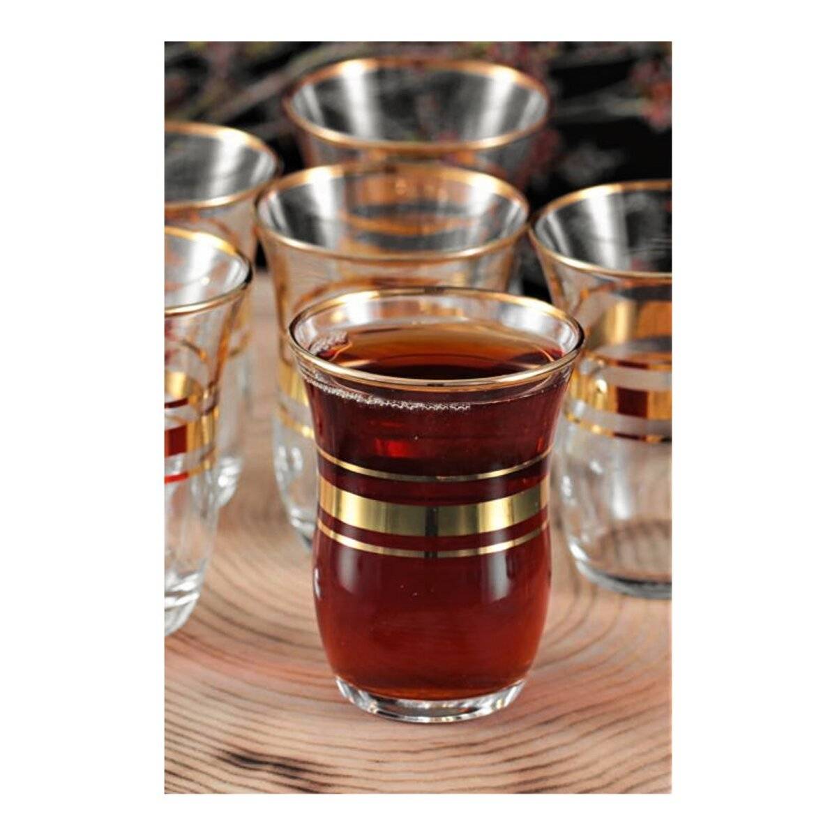 Pasabahce 6er Teegläser Set mit edlem Gold-Design - 95 ml