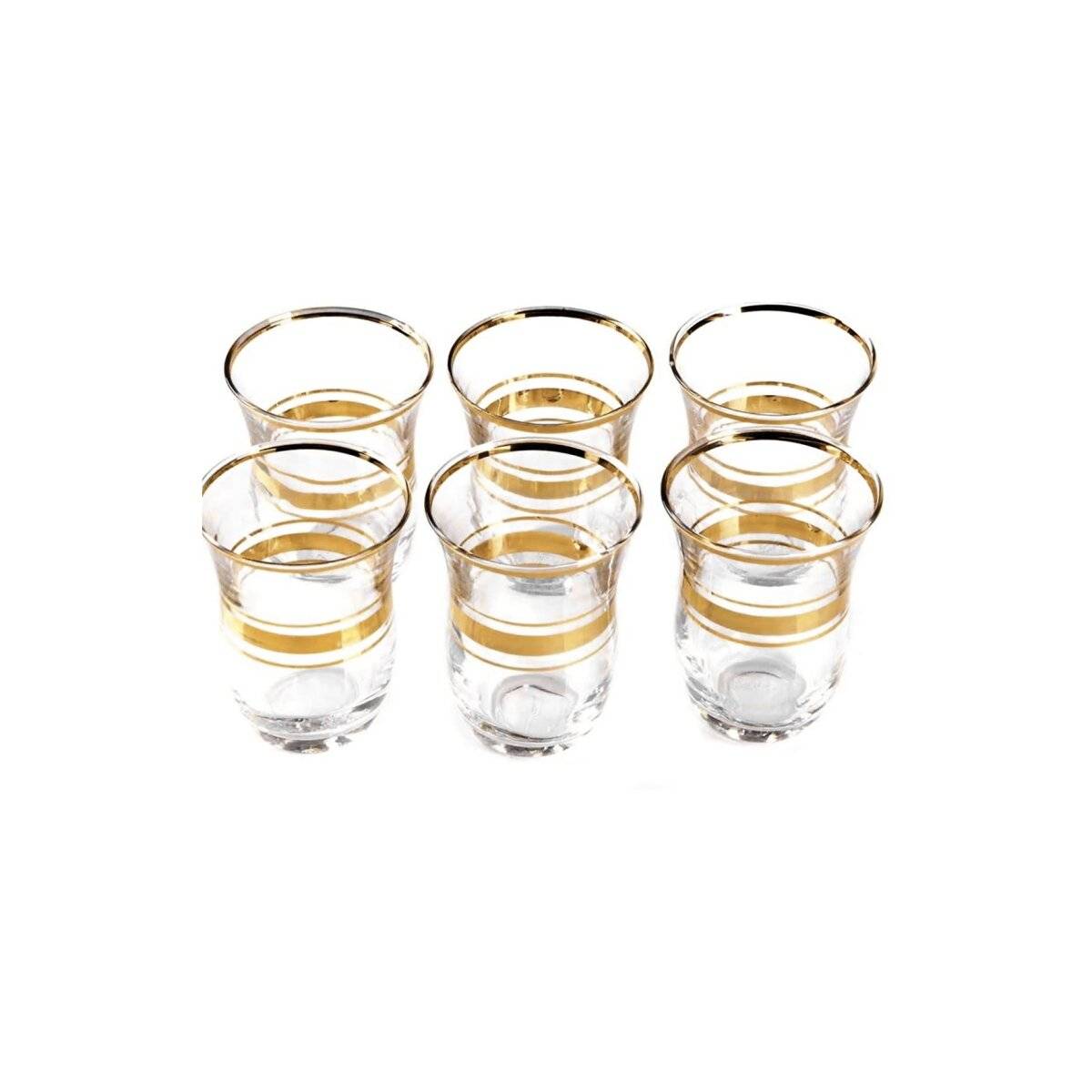 Pasabahce 6er Teegläser Set mit edlem Gold-Design - 95 ml