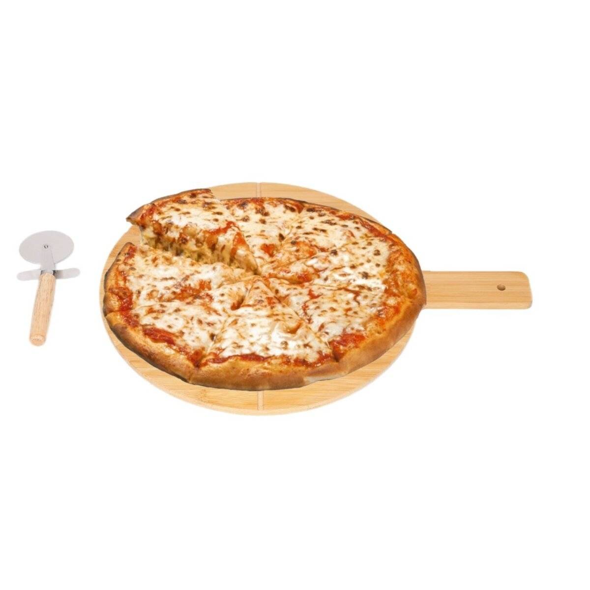 Bambus Pizza-Set  2-teilig mit Pizzabrett & Pizzaschneider