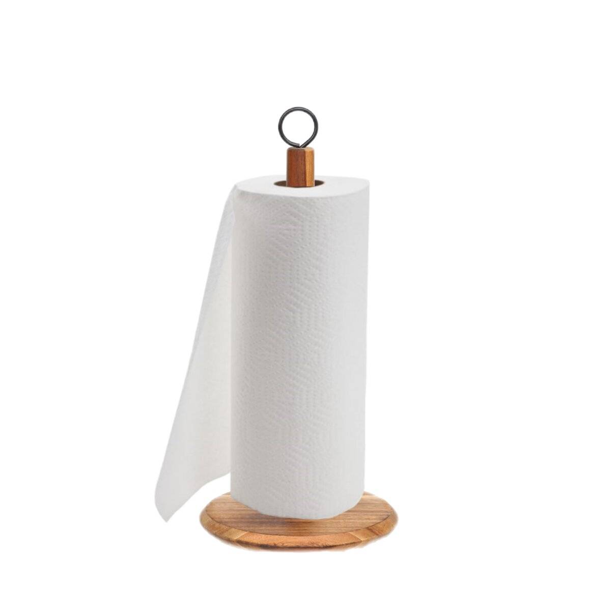 Rutschfester Bambus Küchenrollenhalter  Stilvoll & Praktisch ø15 cm