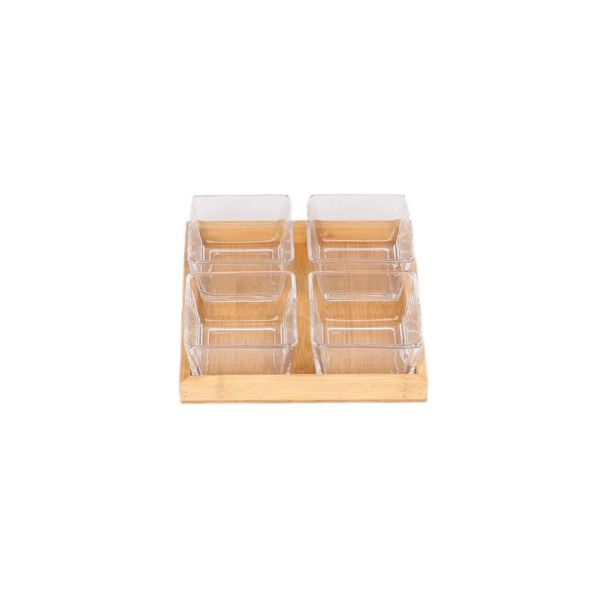 5-teiliges Bambus-Glas-Snackschalen-Set  Stilvoll Servieren & Genießen