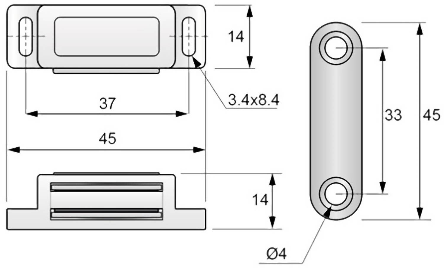 10x Magnetschnäpper Möbelmagnet Schnäpper push up Magnet Schrank Türmagnet B