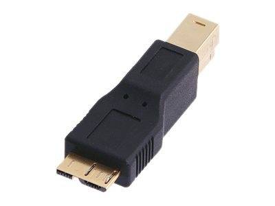 USB-Adapter mit einem vergoldeten männlichen Stecker auf der einen Seite und einem weiblichen Micro-USB-Anschluss auf der anderen Seite