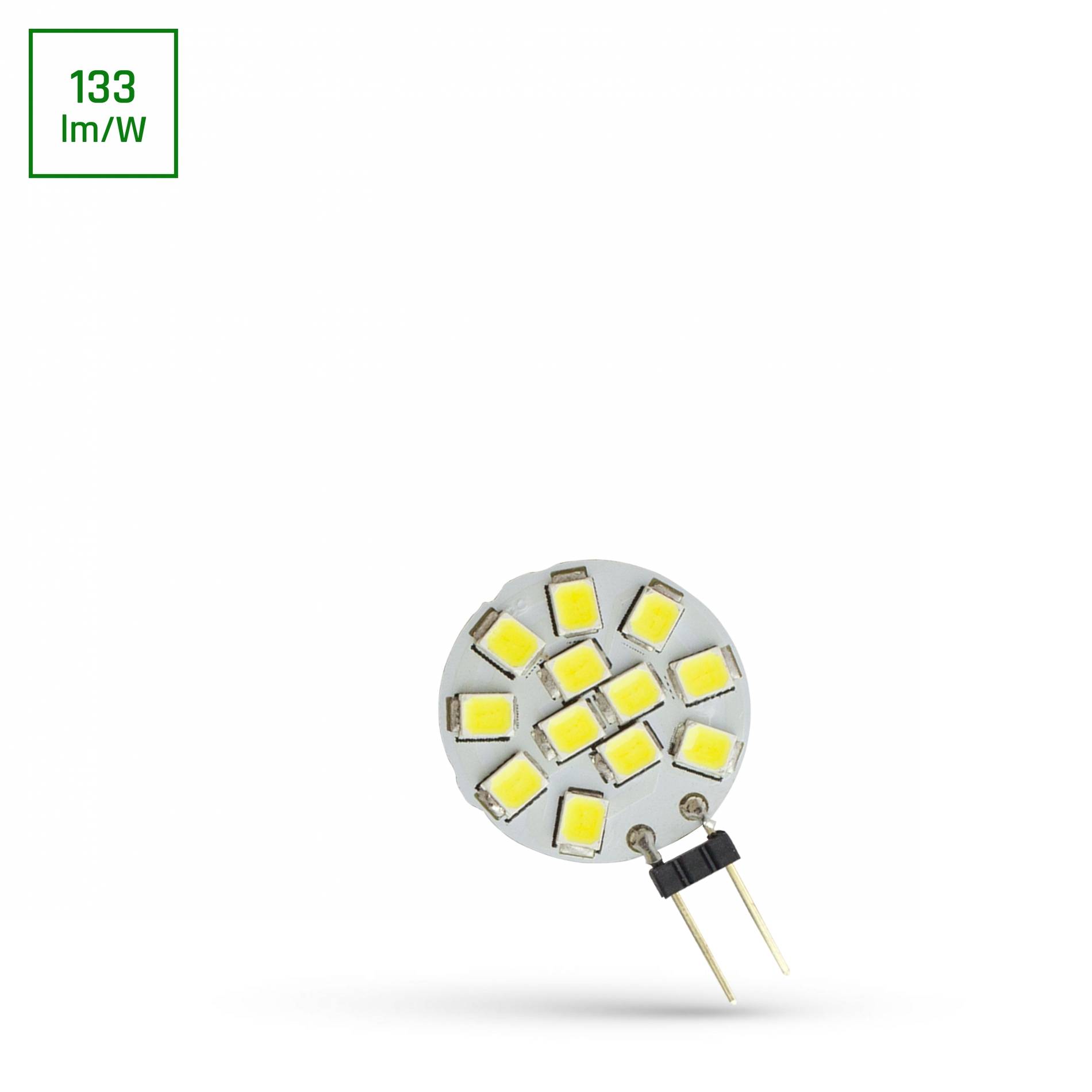 Spectrum LED G4 1,2W Stiftsockellampe 160lm 120° 12V rund Kaltweiß 6000K