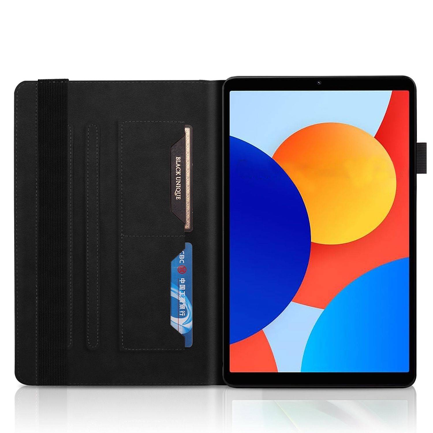 Für Xiaomi Redmi Pad SE 8.7 aufstellbare Baum Muster Kunstleder Hülle Tasche Case Schwarz
