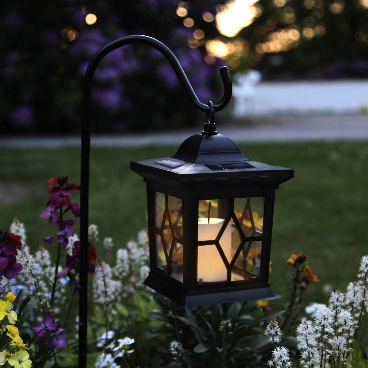 LED Solar Laterne mit Kerze 3in1 flackernd Lichtsensor Garten Terrase Balkon