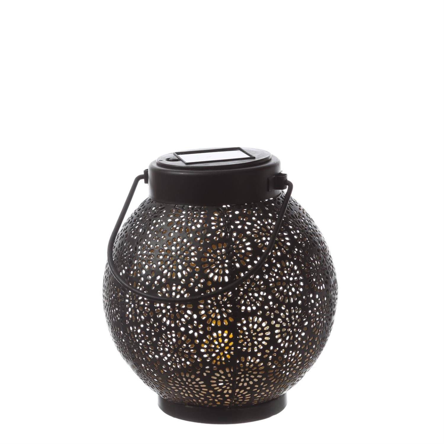 LED Solar Laterne marokkanisch hängend stehend schwarz gold Sensor Garten 14,5cm