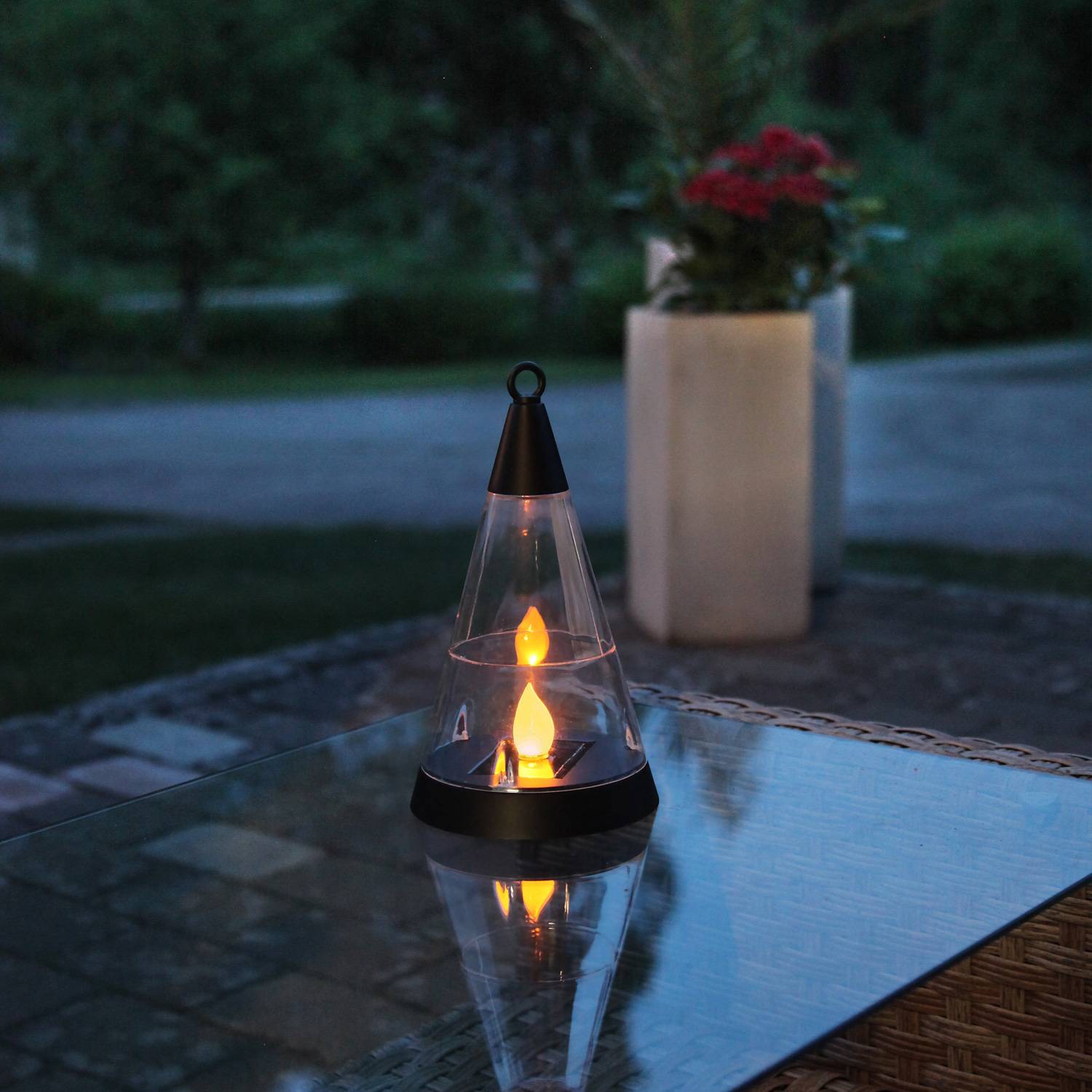 LED Solar Laterne 3in1 Laterne/Windlicht/Erdspieß H: 70cm Lichtsensor