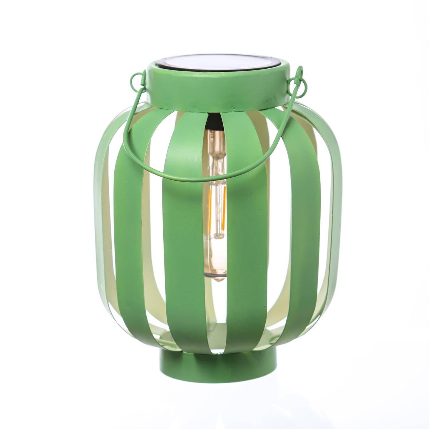 LED Solar Laterne grün creme 21cm Lichtsensor Garten Solarleuchte Solarlampe