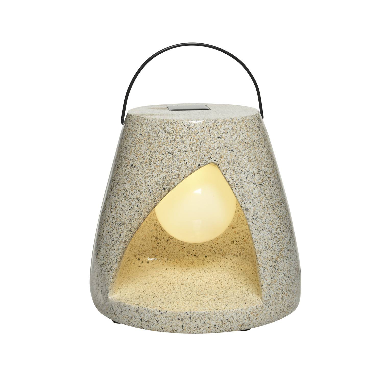 LED Solar Laterne 19,5cm beige Kugellampe im Stein Solarleuchte Gartenleuchte