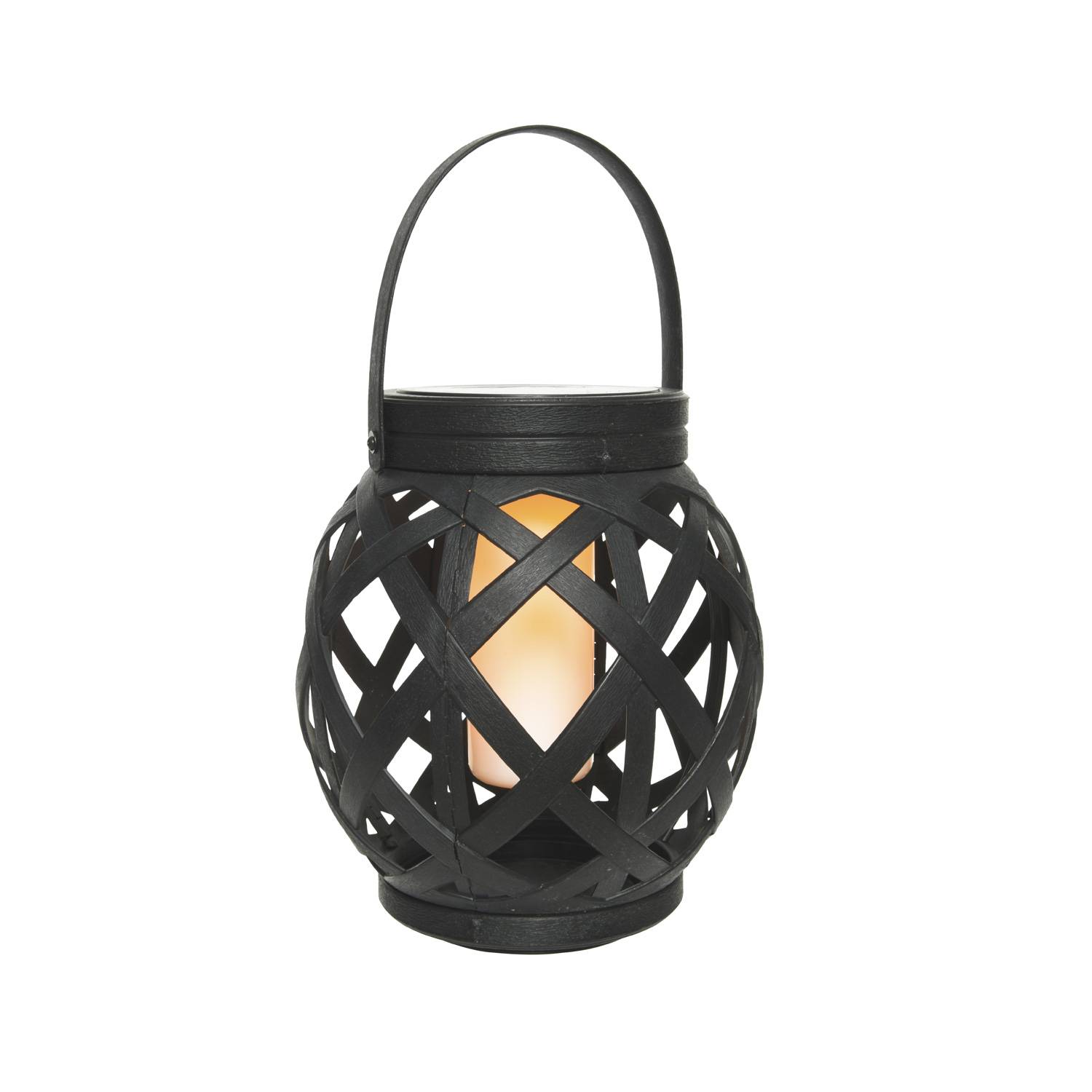 LED Solar Laterne Flammeneffekt Dekolaterne flackernd H: 16cm schwarz Windlicht