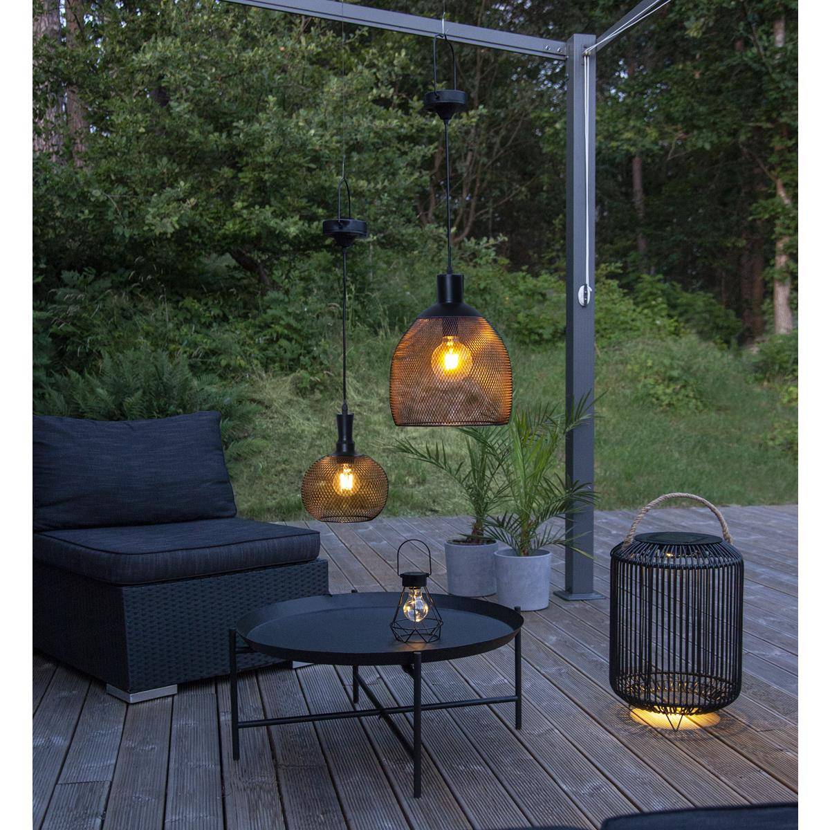 LED Solar Laterne Tischleuchte Retro Tischlaterne Garten Terrasse Glühbirne