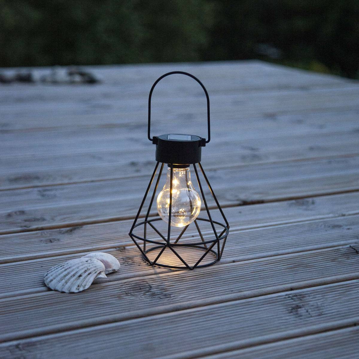 LED Solar Laterne Tischleuchte Retro Tischlaterne Garten Terrasse Glühbirne