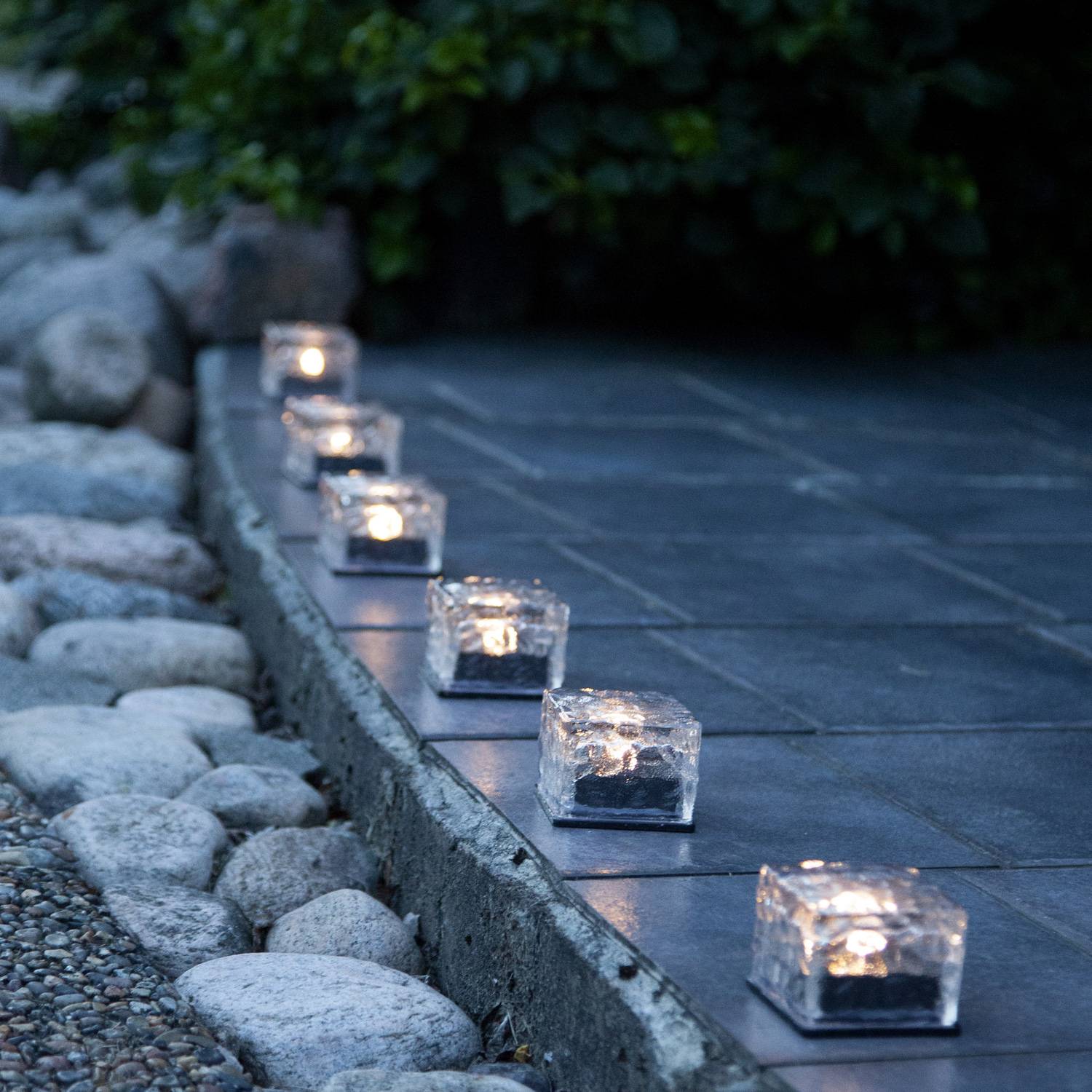 LED Solar Kerzen Windlichter Eiswürfelform Cube Lichtsensor Gartendeko 3 Stück