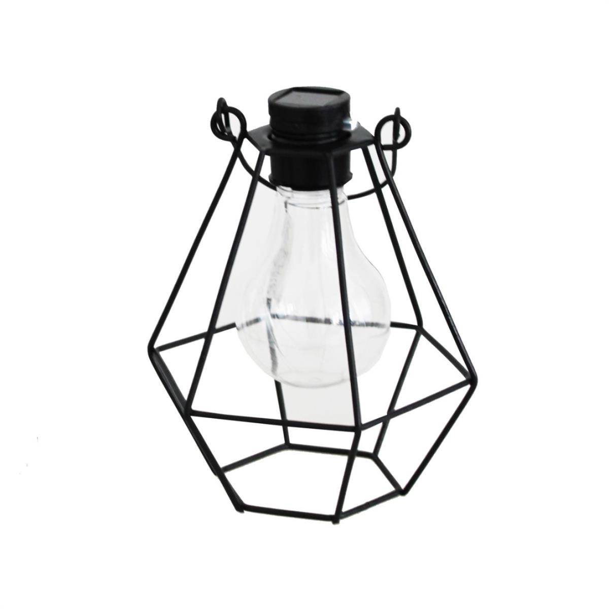 LED Solar Hängeleuchte eckig Industrial Look Gitter Garten Balkon Sensor 14,5cm