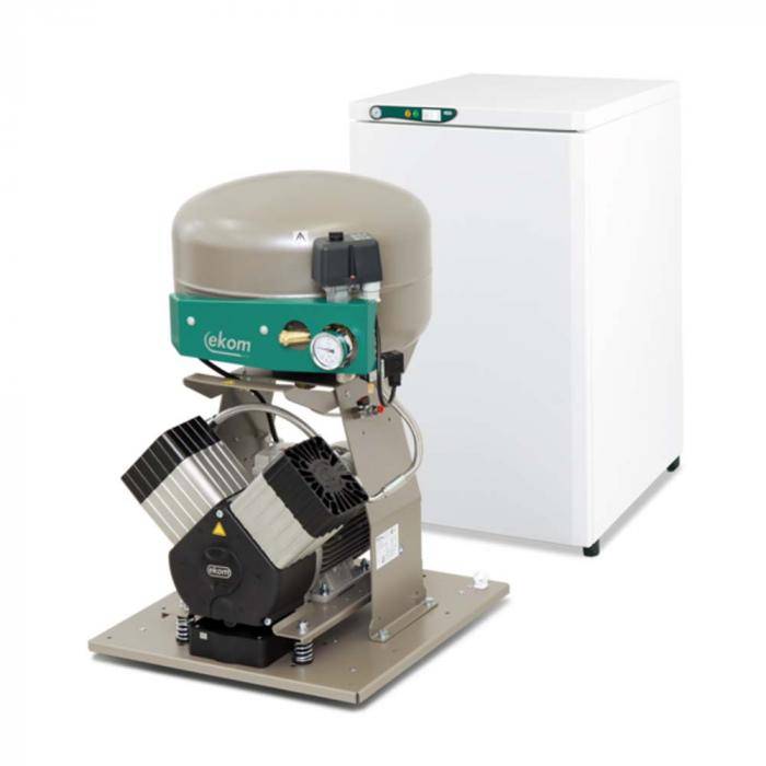 2-Zylinder-Kompressor - Motorleistung 2x 1,2 kW - Druckluftbehälter 25 l - Typ DK50 2V/M, 230V/50Hz - Trockner Membrantrockner - Schalldämmbox ohne