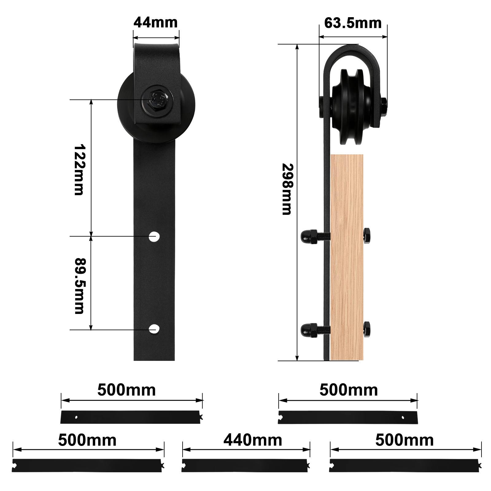 Schiebetürbeschlag Zimmertür Türbeschlag Big Wheel Scheunentor Belastung 150kg Laufschienen Schiebetürsystem Set 244 cm